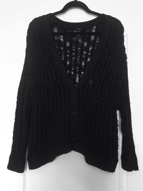 Factorie Fuzzy Knit Grungey Buttoned Cardigan Women’s Sweater
